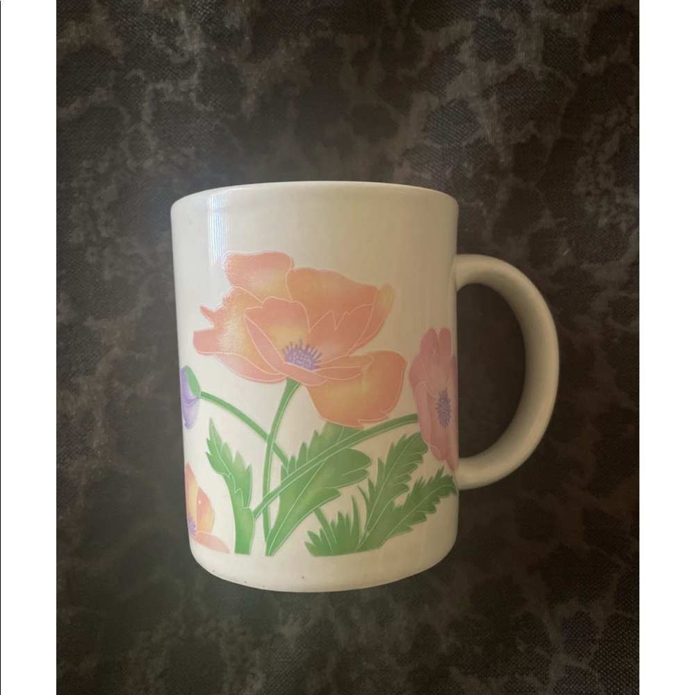 Pastel Floral Coffee Mug 1980s-1990s